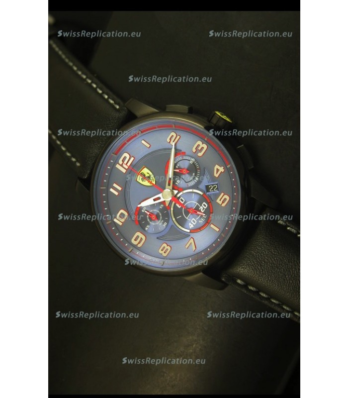 Scuderia Ferrari Heritage Chronograph Watch in Blue Dial Black Steel Case