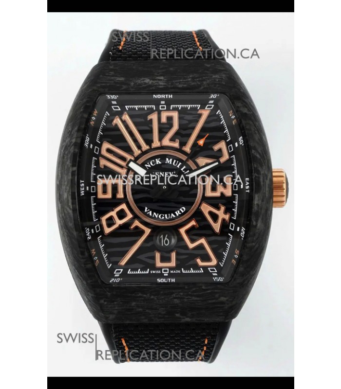 Franck Muller Super Clone Vanguard V45 Racing Carbon Watch in Nylon Strap