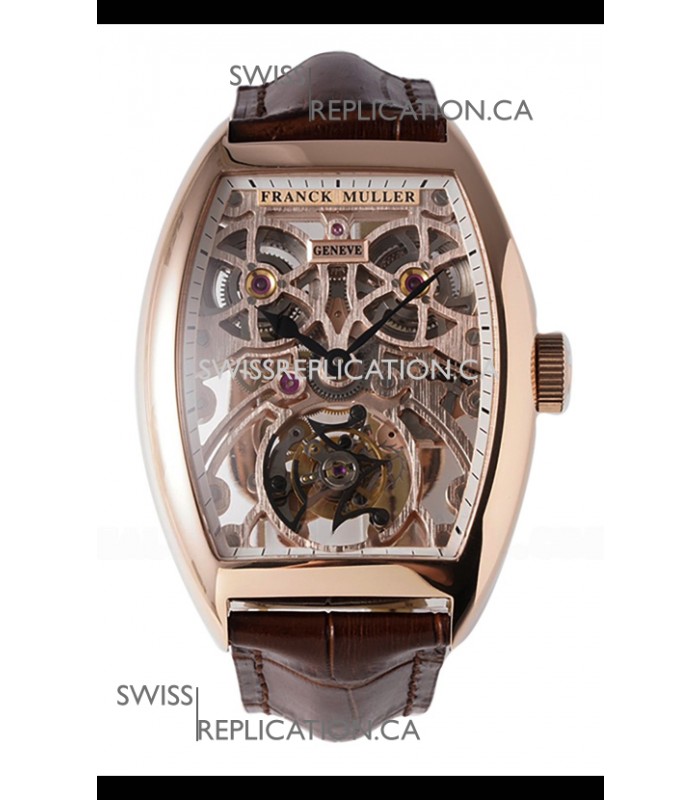 Franck Muller Fast Tourbillon Rose Gold Brown Strap Super Clone Watch 