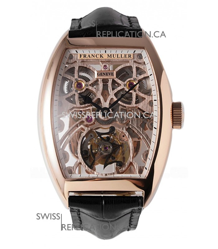 Franck Muller Fast Tourbillon Rose Gold Black Strap Super Clone Watch 