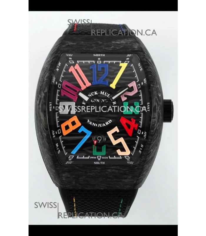 Franck Muller Super Clone Vanguard V45 Racing Carbon Watch in Nylon Strap