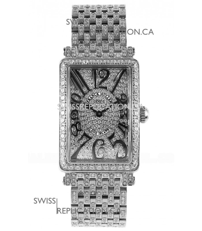 Franck Muller Long Island Stainless Steel Diamonds Swiss Replica Watch 