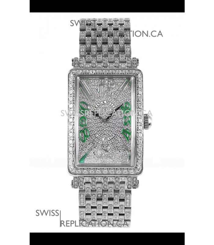 Franck Muller Long Island Stainless Steel Diamonds Swiss Replica Watch 
