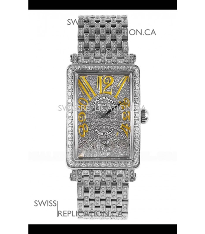 Franck Muller Long Island Stainless Steel Diamonds Swiss Replica Watch 