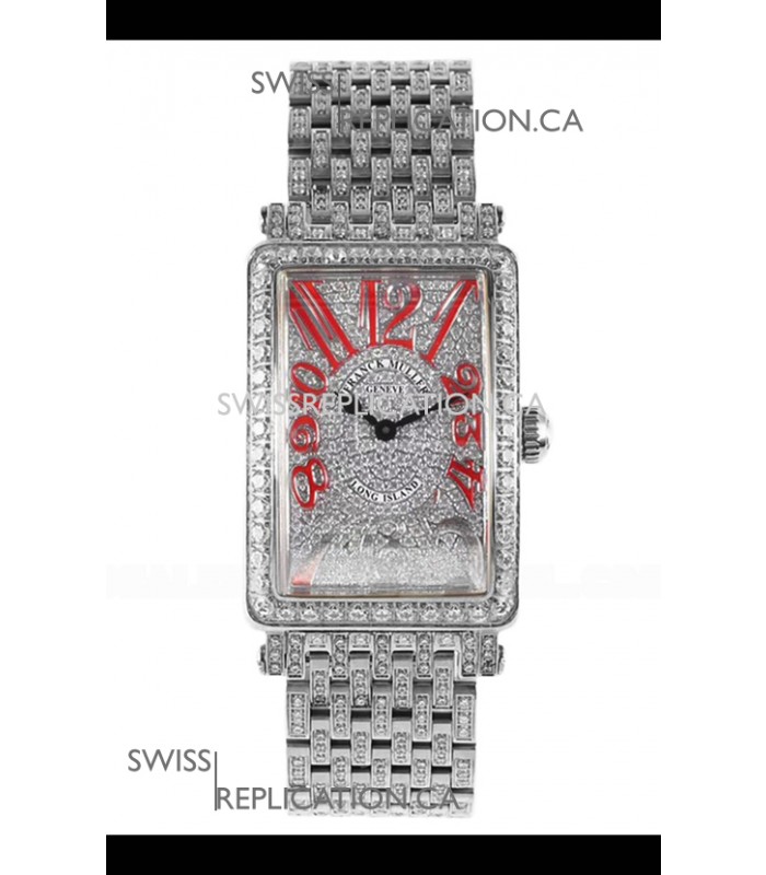 Franck Muller Long Island Stainless Steel Diamonds Swiss Replica Watch 