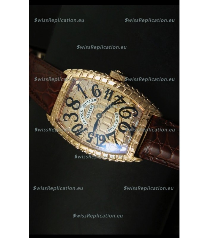 Franck Muller Casablanca Gold Croco Watch in Gold Case