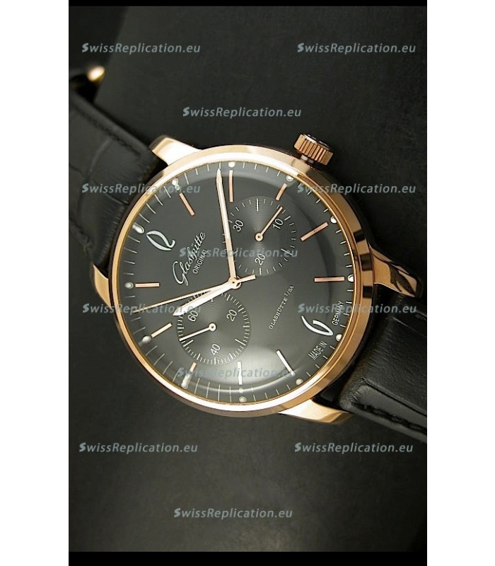 Glashuette Senator Japanese Replica Watch in 18K Pink Gold Case