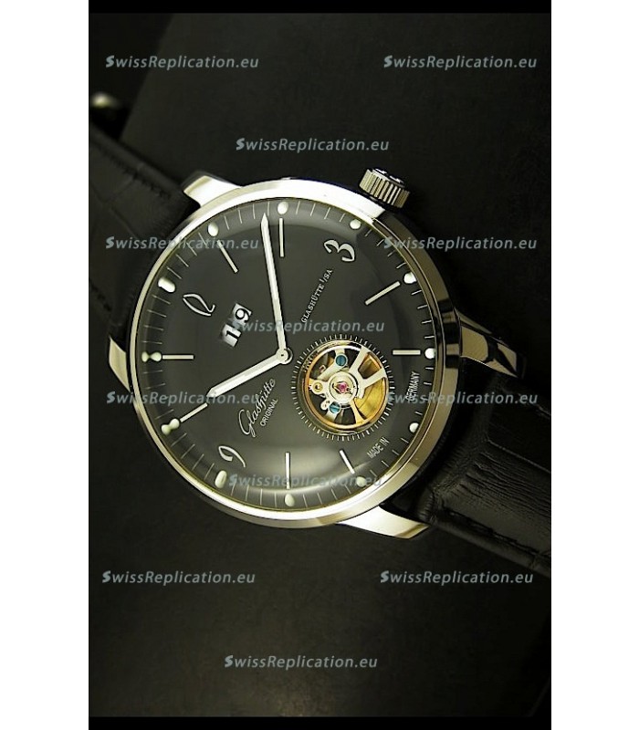 Glashuette Tourbillon Japanese Replica Watch in Black Dial