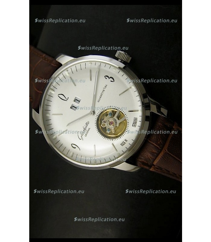 Glashuette Tourbillon Japanese Replica Watch in White Dial
