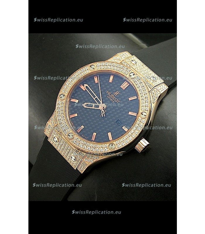 Hublot Big Bang Classic Fusion Swiss Watch in Diamonds Embedded Case