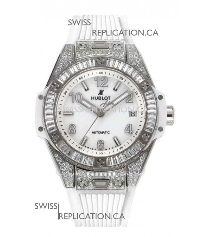 Hublot Big Bang One Click moissanite Paved Casing Super Clone Watch White Dial