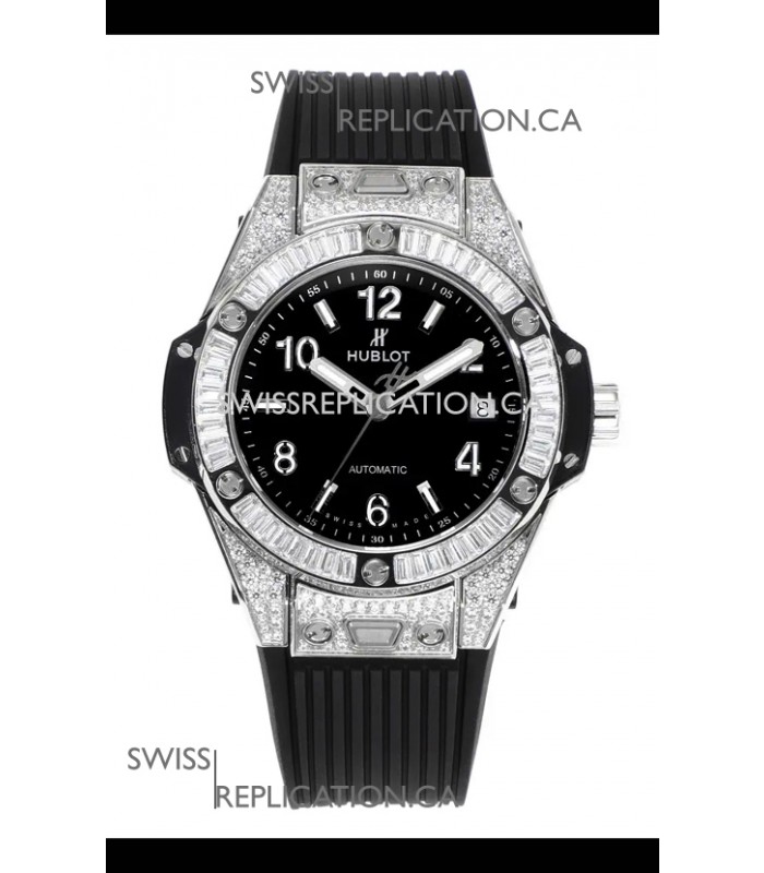 Hublot Big Bang One Click moissanite Paved Casing Super Clone Watch Black Dial