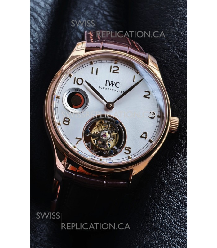 IWC Portuguese Tourbillon Rose Gold Steel dial Super Clone Watch 