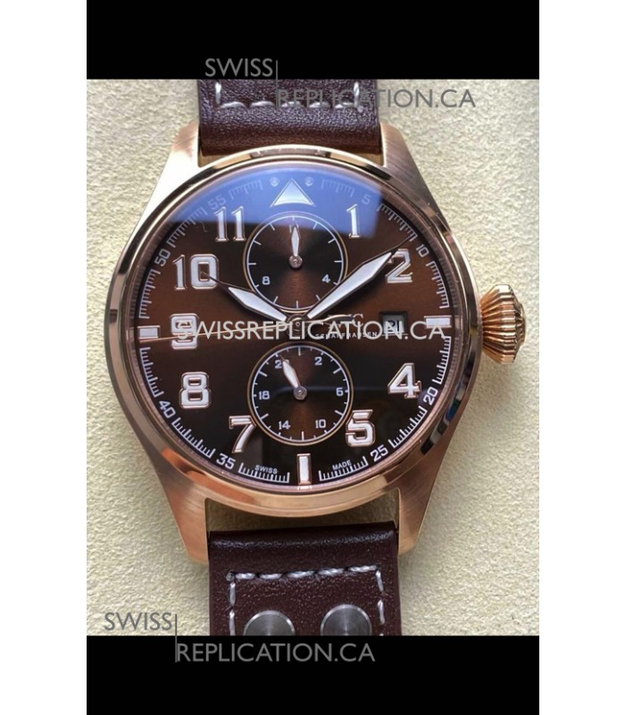 IWC PILOT'S Monopusher Rose Gold Brown Dial Replica Watch 