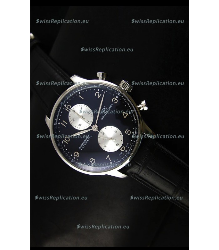 IWC Portuguese Chronograph Swiss Replica Watch in Steel Case - 1:1 Mirror Replica Edition