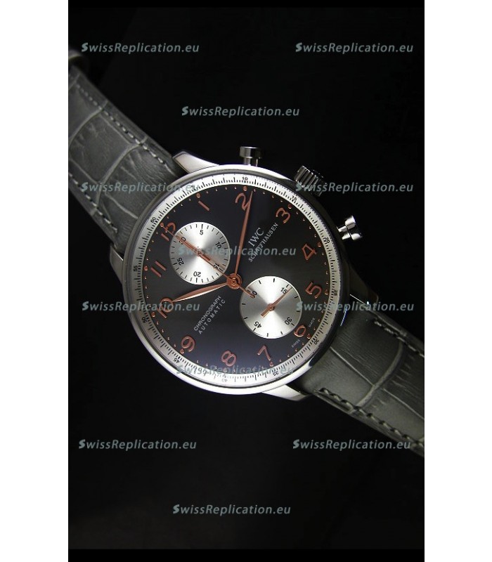 IWC Portuguese Chronograph Swiss Replica Watch in Steel Case - 1:1 Mirror Replica Edition