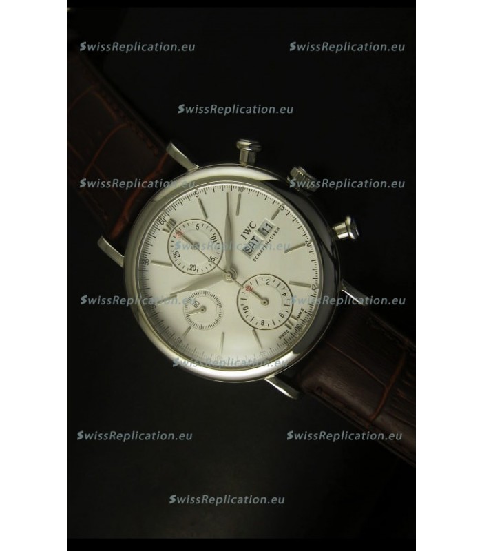 IWC Portofino Chronograph Swiss Watch in Steel Case White Dial