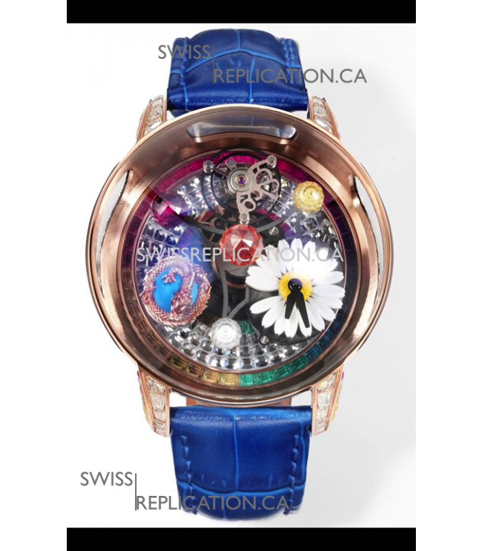 Jacob & CO Astronomia G-Dragon Rose Gold Blue Strap Tourbillon Swiss Replica Watch