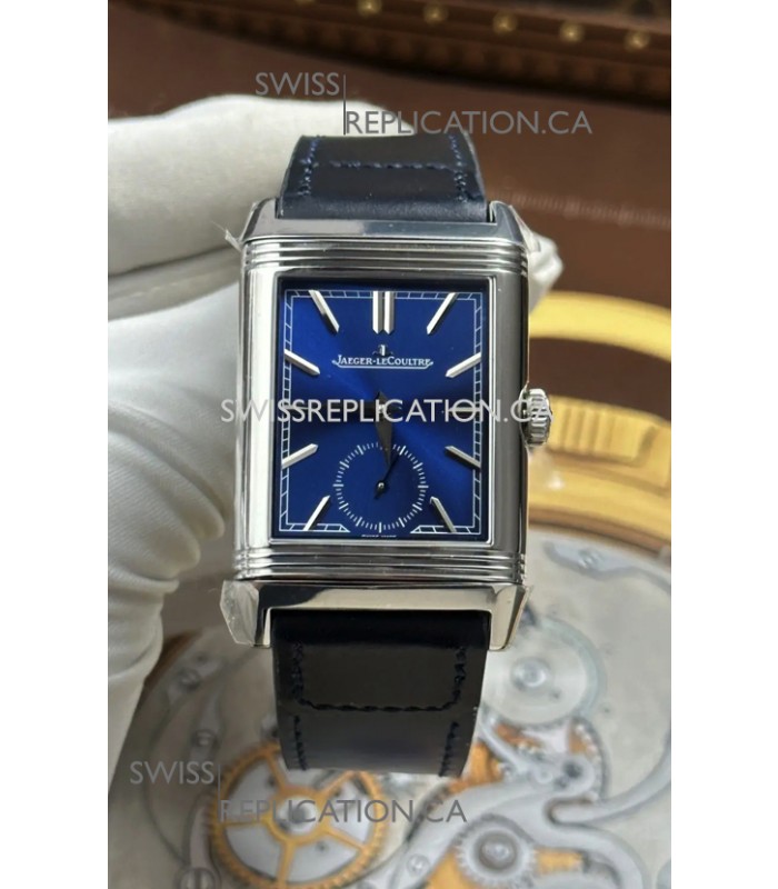 Jaeger LeCoultre Reverso Tribute Duoface Blue/Steel Dial Super Clone Watch 