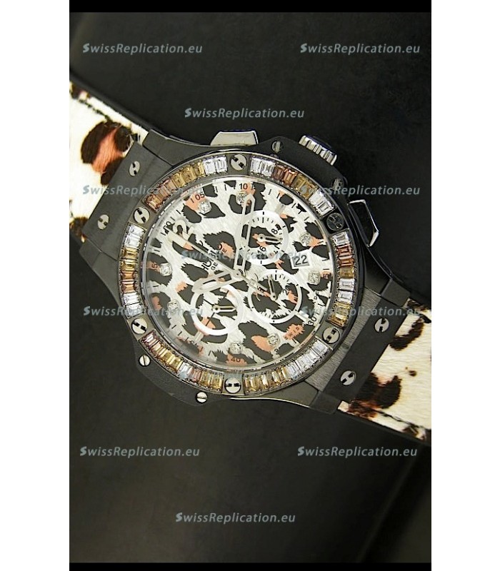 Hublot Big Bang White Zebra Bang Edition in Black PVD Case 34MM Watch