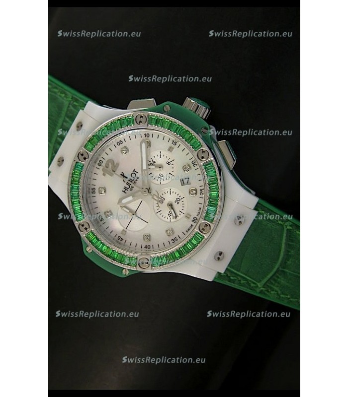 Hublot Big Bang 34MM Ladies Tutti Frutti Edition in Green Strap