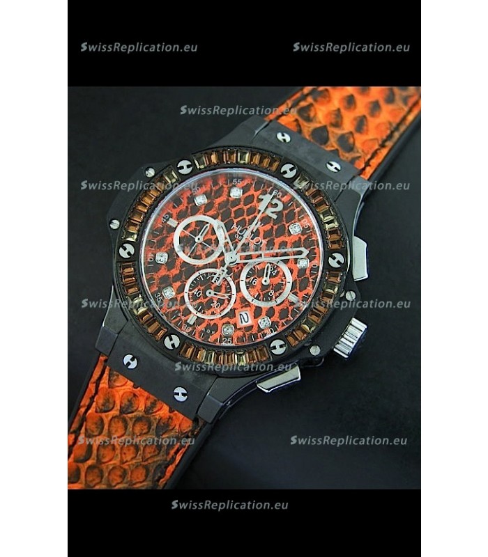Hublot Big Bang 34MM Ladies Watch in Quartz Movement - Orange Dial/Strap