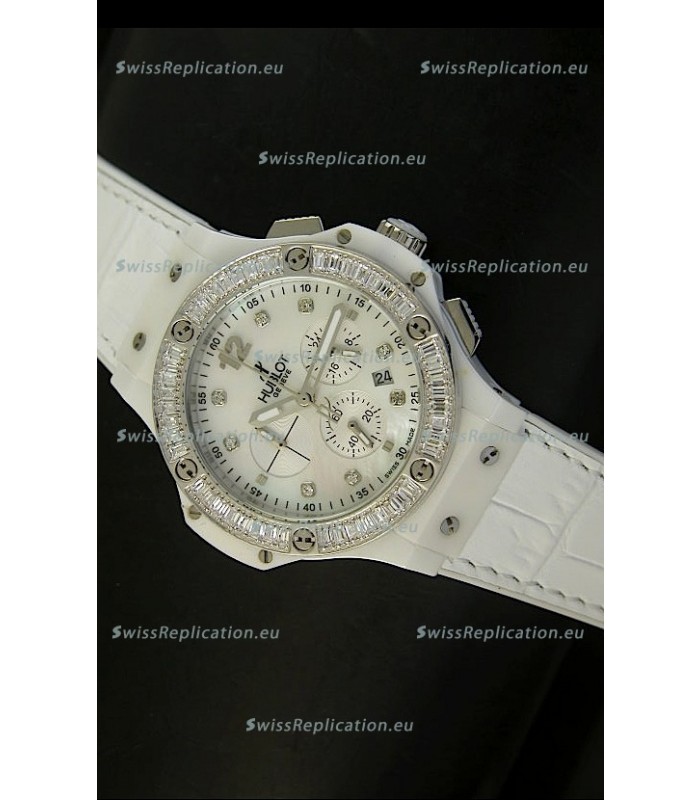 Hublot Big Bang 34MM Ladies Watch in Quartz Movement - White Dial/Strap