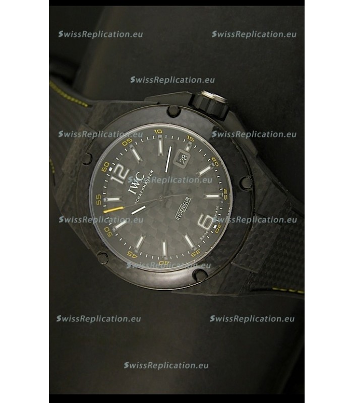 IWC Ingenieur Carbon Casing Swiss Replica Watch in Black Carbon Dial
