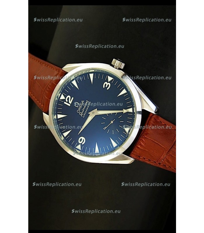 Omega Seamaster Railmaster Japanese Replica Watch in Brown Leather Strap