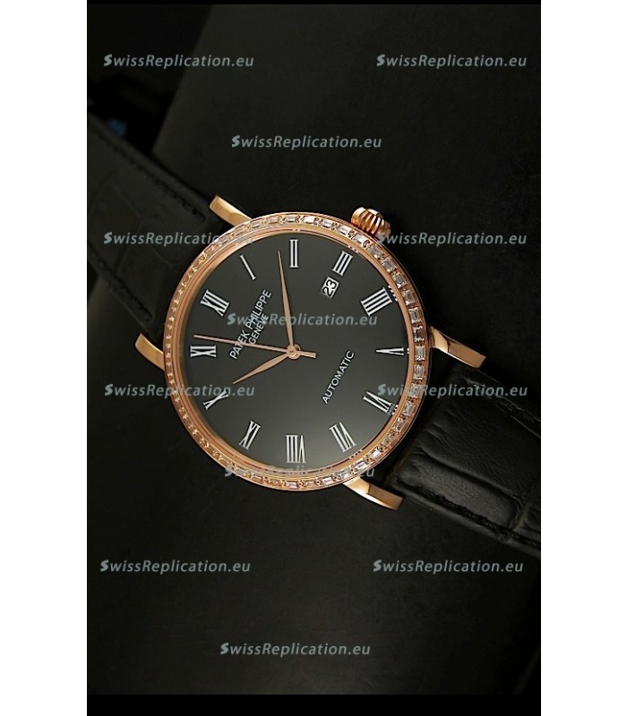 Patek Philippe Calatrava 5298 Swiss Replica Watch in Pink Gold Casing - Roman Hours