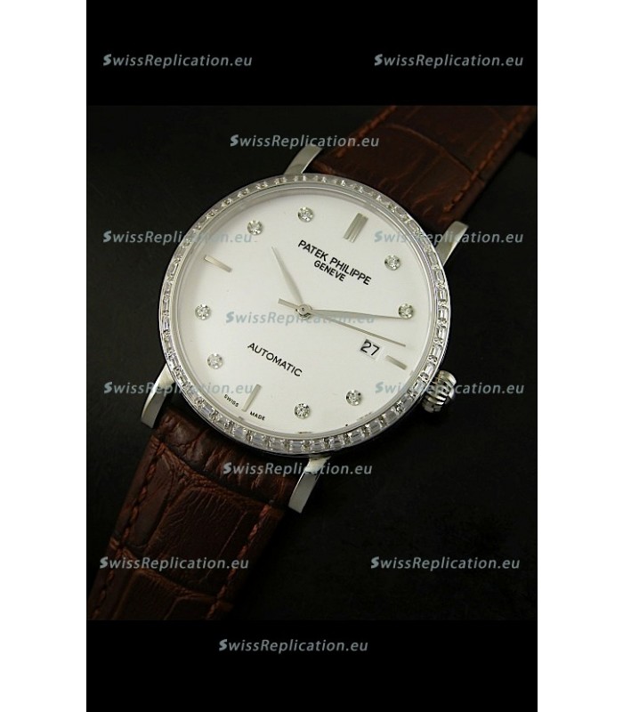 Patek Philippe Calatrava 5298 Swiss Replica Watch in Steel Casing - Diamonds Hours
