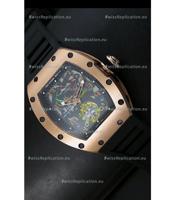 Richard Mille RM002 Power Reserve Tourbillon Swiss Replica Watch in Pink Gold Case 