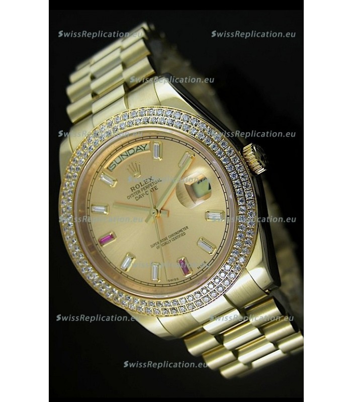 Rolex Day Date II 41MM Swiss Replica Watch - Gold Dial - 1:1 Mirror Replica Watch 