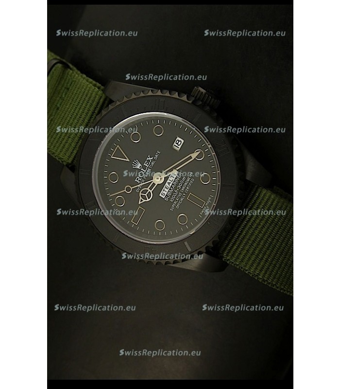 Rolex Submariner STEALTH MK IV Edition Swiss Replica Watch in Green Strap