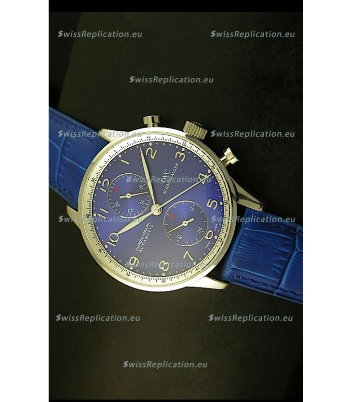 IWC Portuguese Chronograph Swiss Replica Watch in Steel Case - 1:1 Mirror Replica Edition
