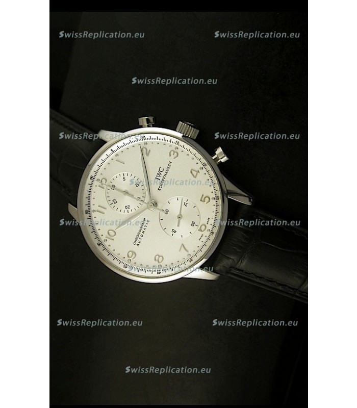 IWC Portuguese Chronograph Swiss Replica Watch in Steel Case - 1:1 Mirror Replica Edition