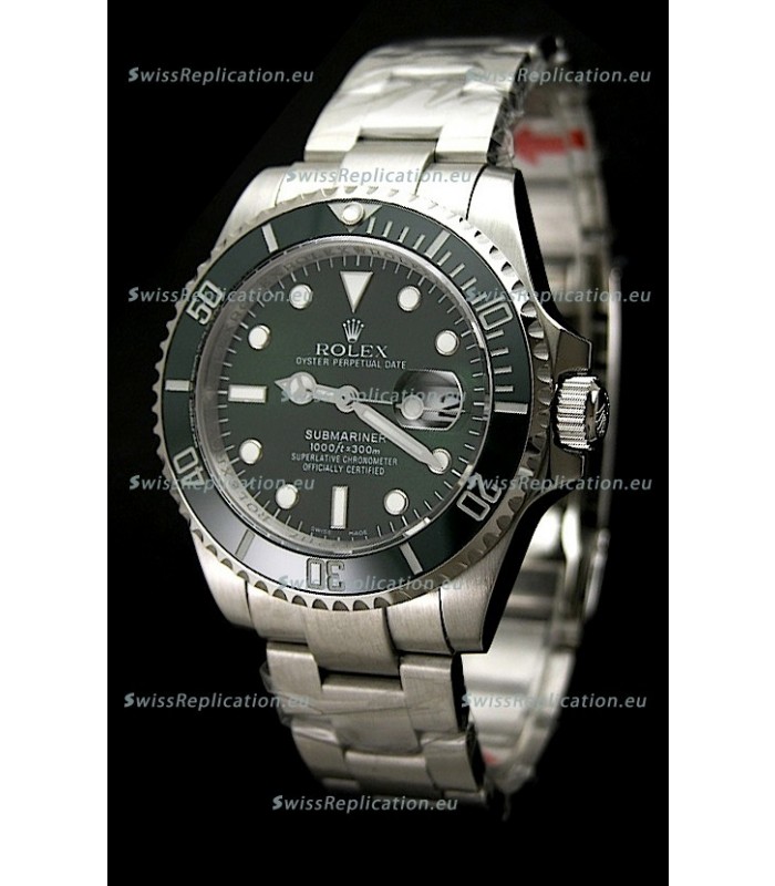Rolex Submariner Watch with Glidelock Clasp Green Bezel/Dial