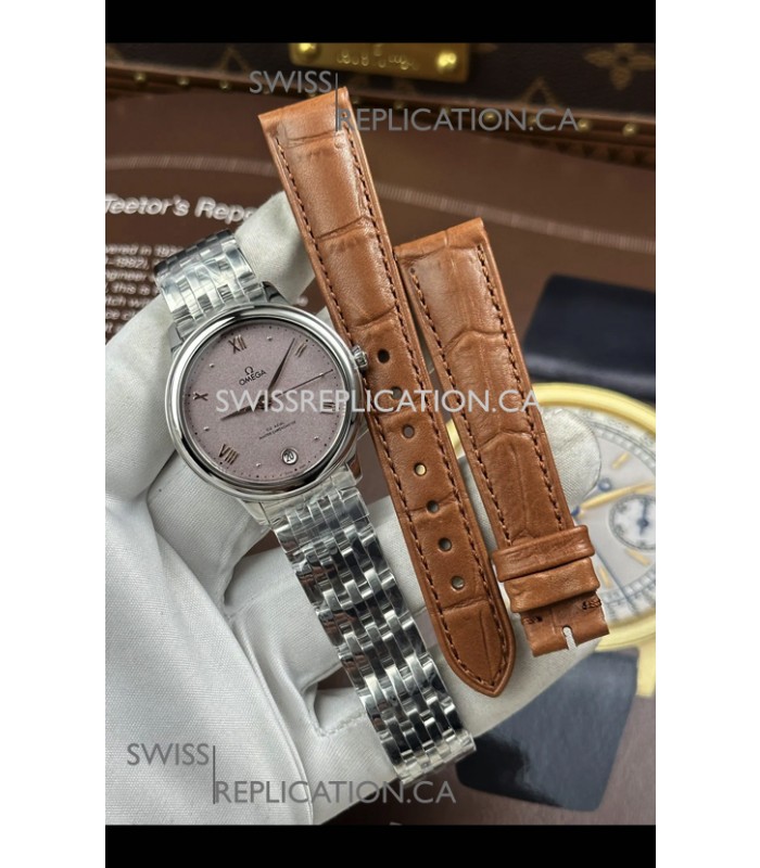 Omega De Ville Automatic 34MM Sandblasted Pink Dial Super Clone Watch 
