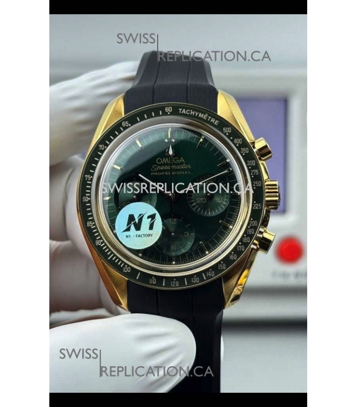 Omega Speedmaster Moonwatch Yellow Gold Green Dial 42MM Super Clone Watch 