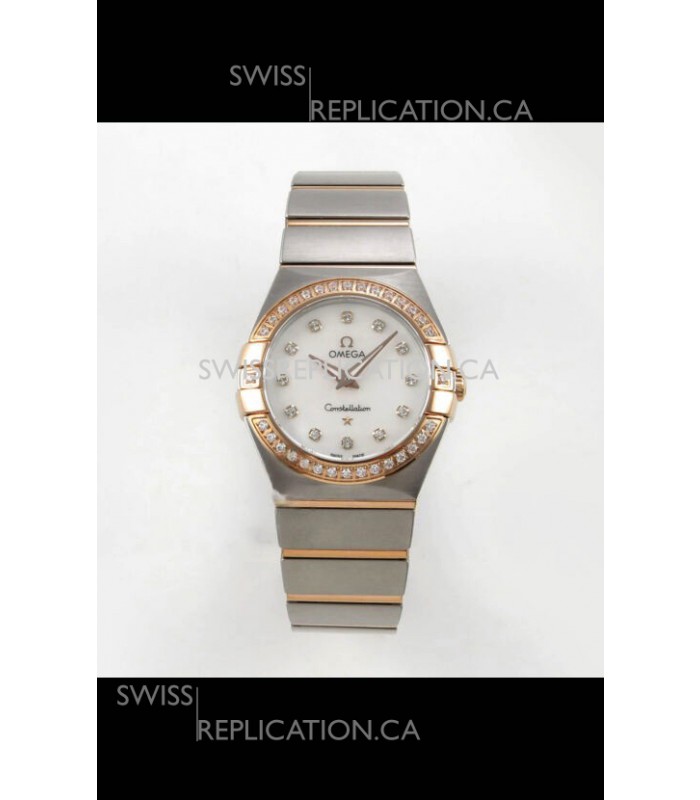 Omega Constellation 28MM Two Tone Rose Gold Pearl Dial QUARTZ Super Clone Watch 
