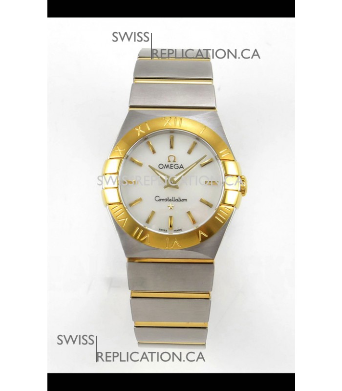 Omega Constellation 28MM Two Tone Yellow Gold Pearl Dial QUARTZ Super Clone Watch 