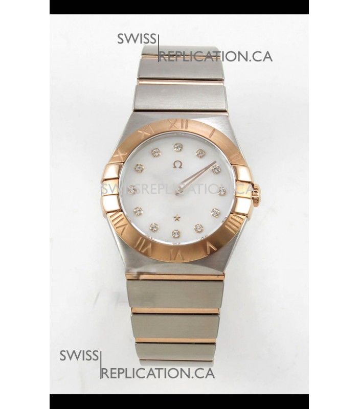 Omega Constellation 28MM Two Tone Rose Gold Pearl Dial QUARTZ Super Clone Watch 