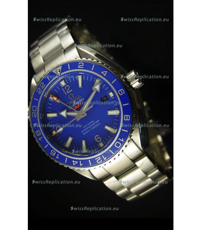 Omega Planet Ocean GMT Blue Swiss Replica Watch - 1:1 Ultimate Mirror Edition
