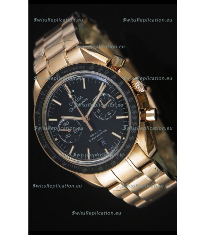 Omega Speedmaster Moon Watch Co-Axial Swiss Watch in Rose Gold - 1:1 Mirror Replica