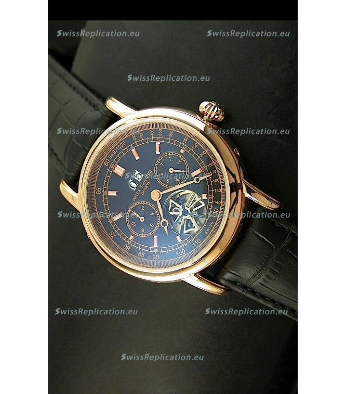 Patek Philippe Complications Tourbillon Japanese Replica Watch in Pink Gold