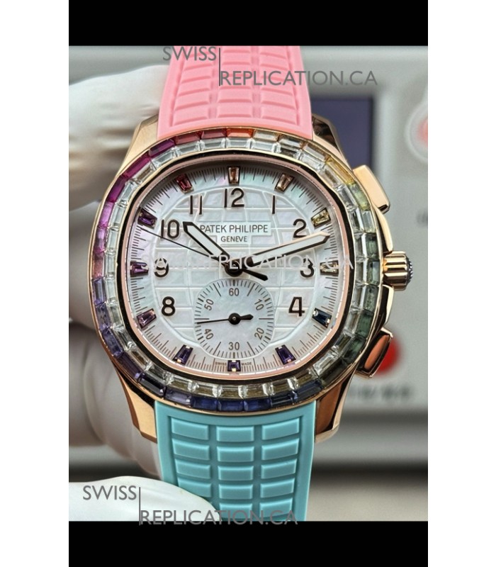 Patek Philippe Aquanaut 7968 Rose 2 Tone Strap Super Clone Watch 