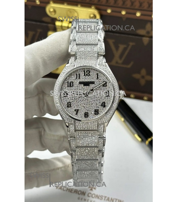 Patek Philippe Twenty-4 Diamonds Paved Stainless Steel Super Clone Watch 