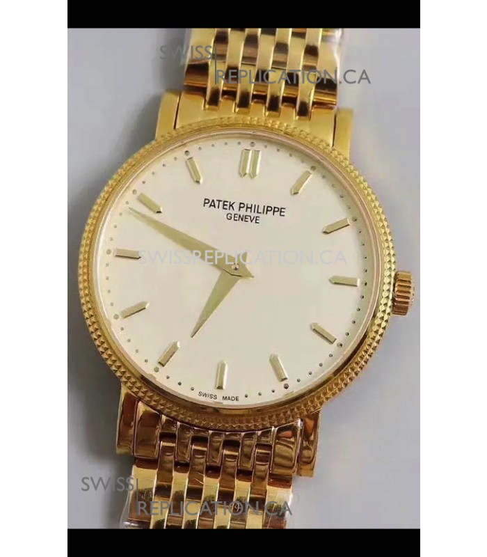 Patek Philippe Calatrava 5120 Yellow Gold White Dial Super Clone Watch 