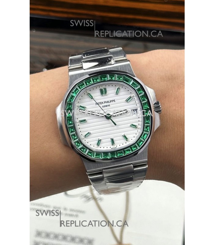 Patek Philippe Nautilus 5723 White Dial Green Rubies Super Clone Watch 