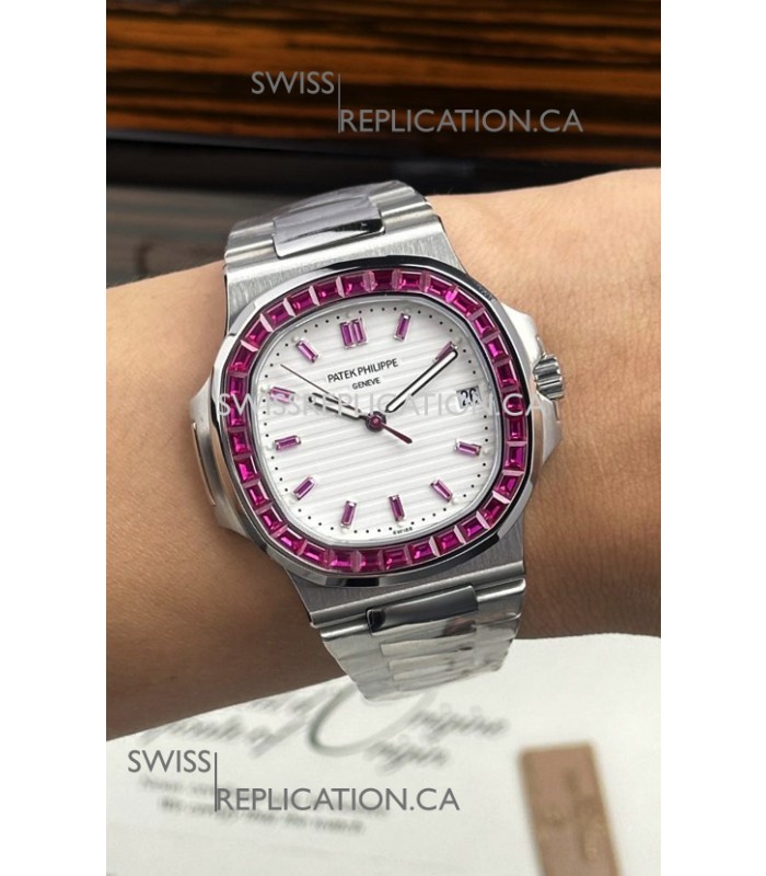 Patek Philippe Nautilus 5723 White Dial Green Rubies Super Clone Watch 